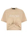 Versace Embroidered Logo T-shirt With Safety Pin Detail In White