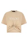 Versace Embroidered Logo T-shirt With Safety Pin Detail In White