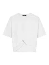 Versace Logo And Safety Pin Cotton T-shirt In Blanco
