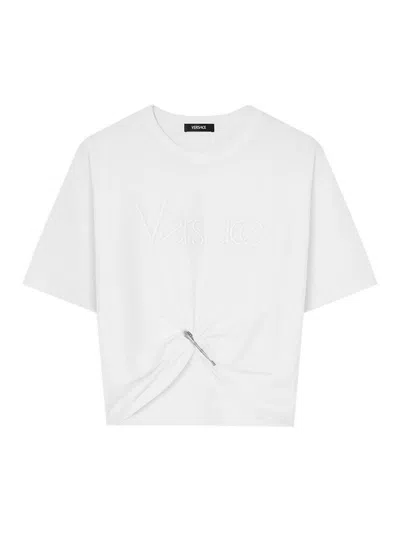 VERSACE LOGO EMBROIDERY T-SHIRT