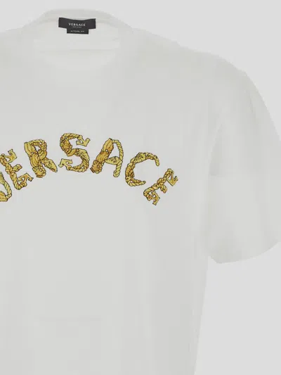 Versace Logo Embroidery T-shirt In White
