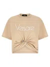 Versace Embroidered Logo T-shirt With Safety Pin Detail In White
