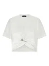 Versace Cotton Logo T-shirt With Ruched Knot Detail In White