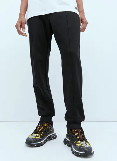 Versace Logo Embroidery Track Pants In Black