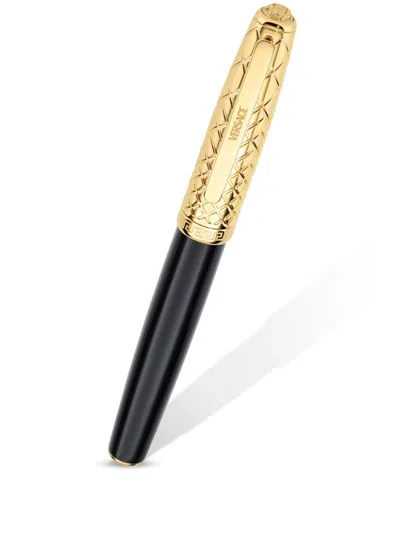 Versace Logo-engraved Ballpoint Pen In Black