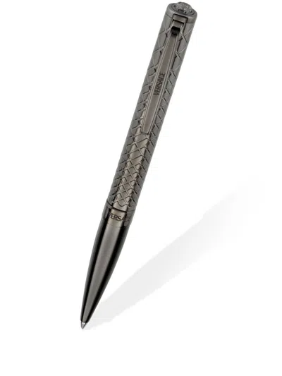 Versace Logo-engraved Ballpoint Pen In Black