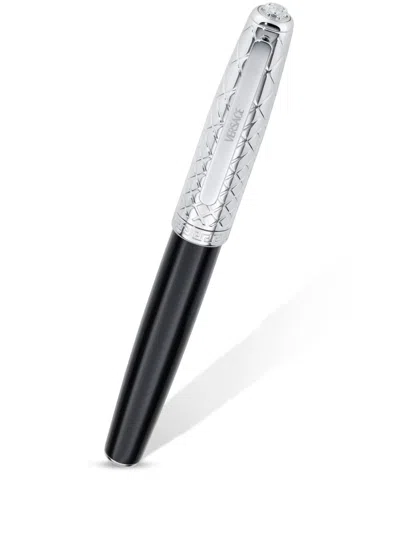 Versace Logo-engraved Ballpoint Pen In Black