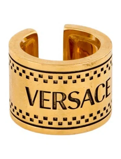 Pre-owned Versace Logo Engraved Band Ring In Multi