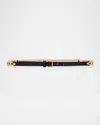 Versace Logo Engraved Calf Leather Belt In 1b00v Black  Gold