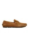 Versace Greca Plaque Suede Loafers In Brown