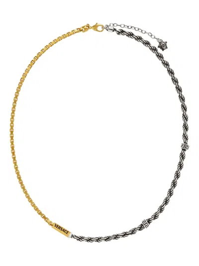Versace Halskette Mit Logo-gravur In Silver