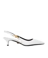Versace Medusa Biggie Leather Slingback Pumps In White