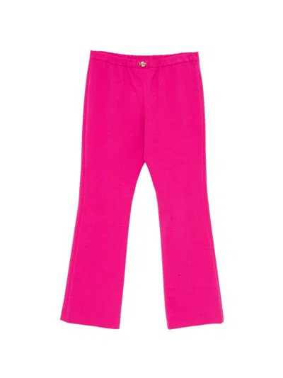 Versace Kids' Logo Flared Trousers In Pink