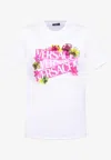 Versace Logo Floral Appliqué T-shirt In White