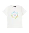 Versace Logo Floral Cotton Jersey T-shirt In White