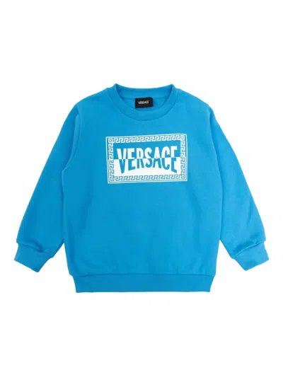 Versace Kids Logo Print Crewneck Sweatshirt In Animal Print