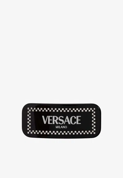 Versace Logo Hair Clip In Black