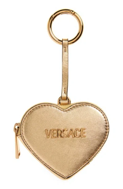 Versace Logo Heart Leather Coin Purse Charm