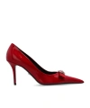 Versace Gianni Ribbon Escarpins Vernis 85 Mm In Red