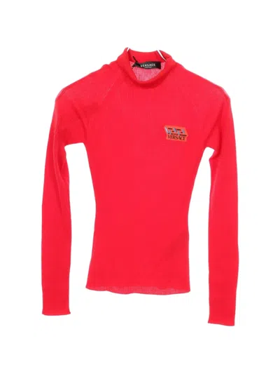 Pre-owned Versace Logo High-neck Sweater In Red