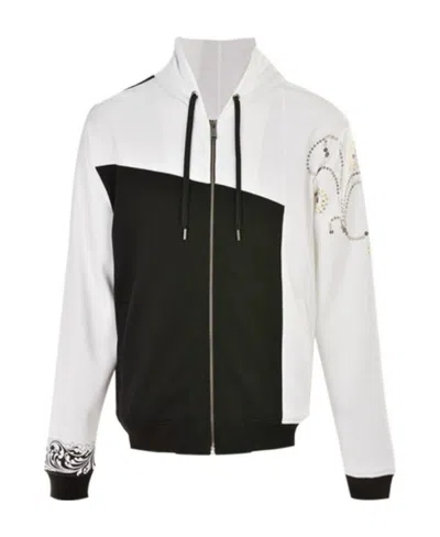 Versace Logo Hooded Casual Jacket In Black