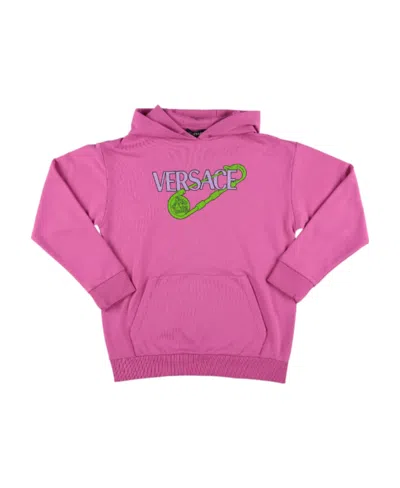 Versace Logo Hooded Sweater In Pink