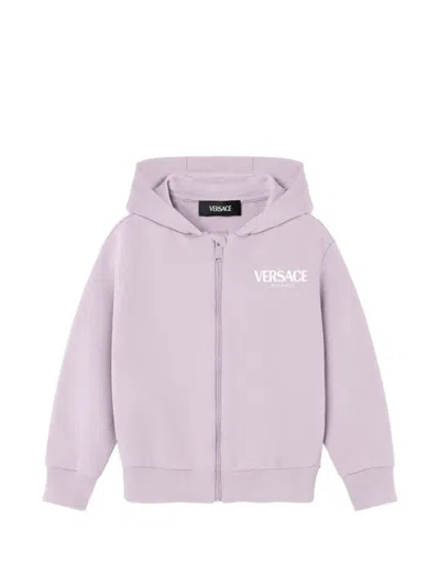 Versace Kids' Logo Hooded Sweatshirt In Purple