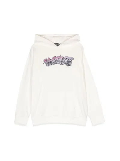Versace Logo Hoodie In White
