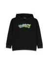 Versace Logo-embroidered Cotton Hoodie In Black