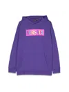 Versace Logo-print Drop-shoulder Hoodie In Purple