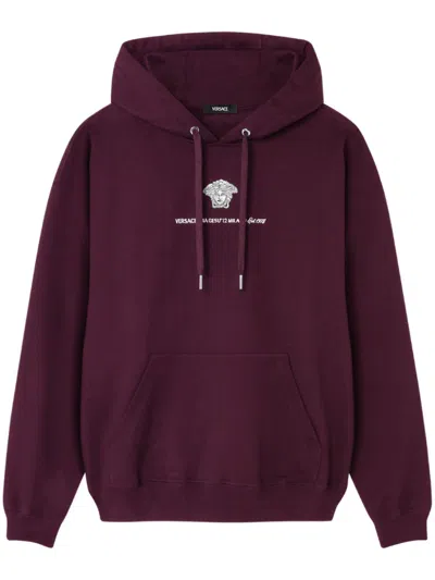 Versace Logo Hoodie In Red