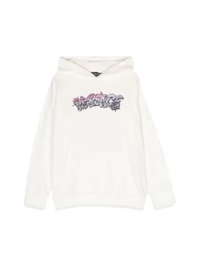 Versace Logo Hoodie In White