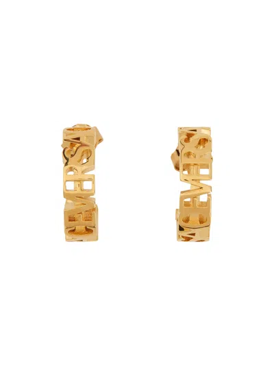 Versace Logo Hoop Earrings In Gold