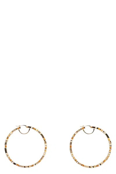 Versace Logo Hoop Earrings In Gold