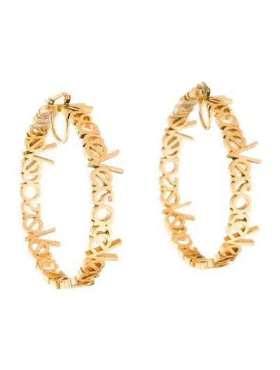 Pre-owned Versace Logo Hoop Earrings In Multi