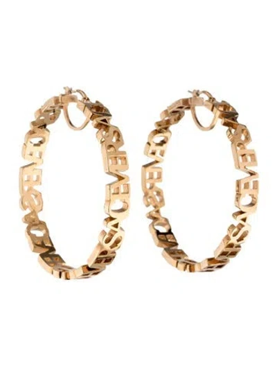 Pre-owned Versace Logo Hoop Earrings In Multicolor
