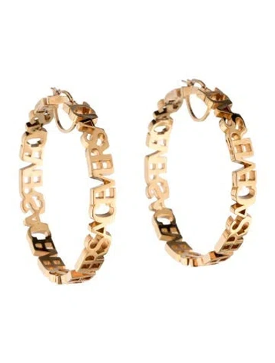 Pre-owned Versace Logo Hoop Earrings In Multicolor