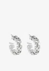Versace Logo Hoop Earrings In Silver