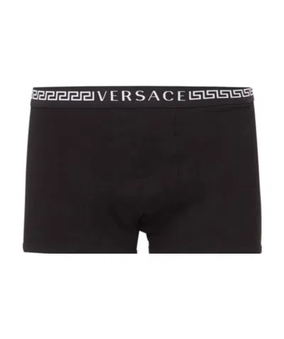 Versace Logo Jacquard Boxer Panties In Black