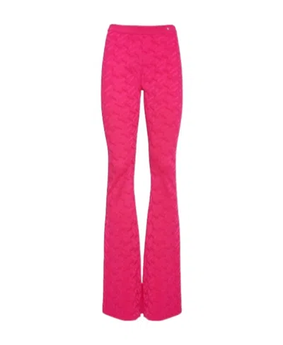 Versace Logo Jacquard Knitted Trumpet Casual Pants In Pink
