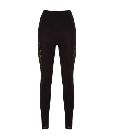 Versace Logo Jacquard Tight Leggings In Black