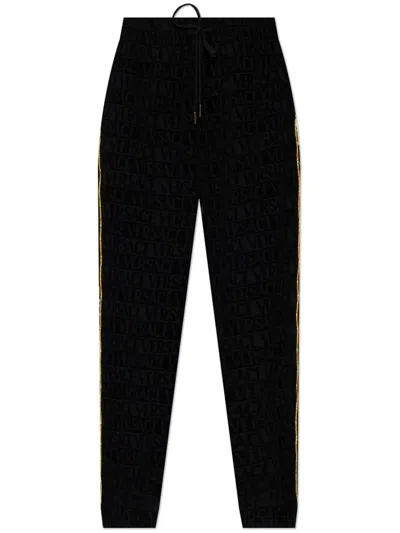 Versace Logo-jacquard Track Pants In Black