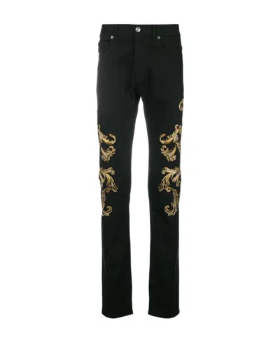 Versace Logo Jeans In Black