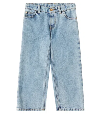 Versace Kids' Logo Jeans In Blue