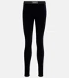 Versace High-waisted Slim Fit Trousers With Branded Label In Black