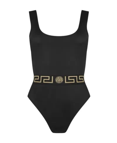 Versace Logo Jumpsuit In Purple