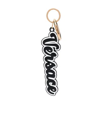 Versace Logo Key Ring In Black
