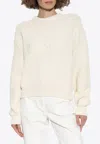 Versace Logo Knit Crewneck Sweater In White