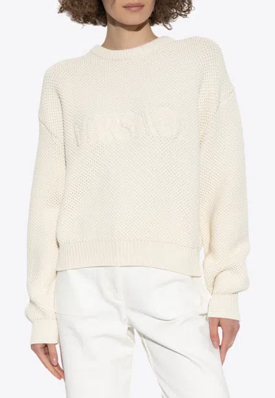 VERSACE LOGO KNIT CREWNECK SWEATER