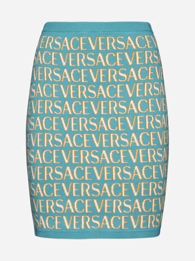 VERSACE LOGO KNIT MINISKIRT